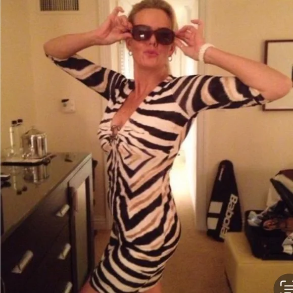 Roberto Cavalli Black and White Zebra Mini Dress - Picture 1 of 6